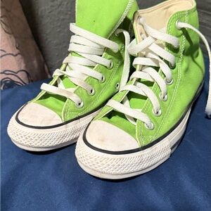 Converse Lime Green High-Tops with White Accents